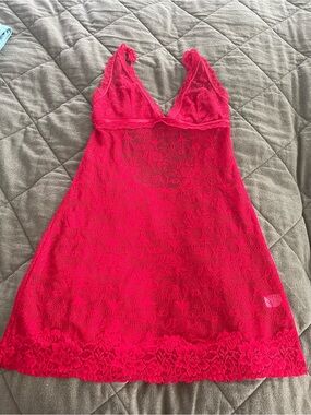 Women's Red Lace Chemise Nightdress Size M